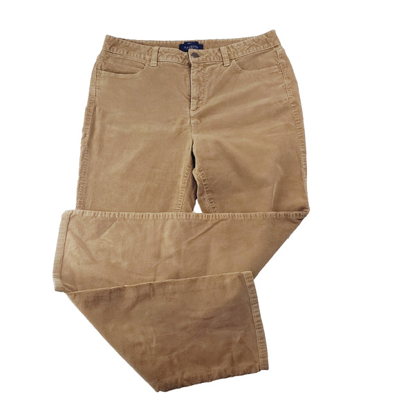 Talbots Womens Corduroy Pants High-Waist Straight Leg Brown Size 12P Stretch - Picture 1 of 12